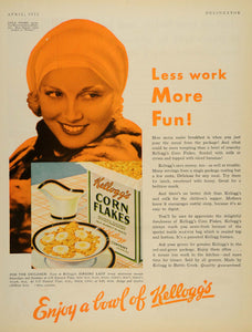 1932 Ad Kellogg's Corn Flakes Singing Lady Leila Hyams Metro Goldwyn Mayer DL2
