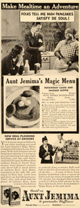 1936 Ad Aunt Jemima Pancake Flour Breakfast Food Box Mix Menu Buckwheat Maid DL2