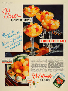 1935 Ad Del Monte Canned Fruit Cocktail Dessert Ortho Cut Coffee Salad DL2