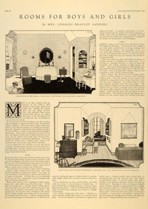 1922 Article Interior Decoration Boys Girls Bedrooms Charles Bradley Sanders DL2