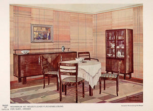1932 Art Deco Dining Room Table Buffet Wallpaper Print - ORIGINAL DMA1