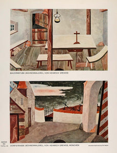 1933 Farm House Village Street Heinrich Drewes Print - ORIGINAL DMA1