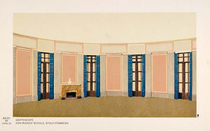 1930 Art Deco Interior Room Gartencafe Fireplace Litho - ORIGINAL DMA1