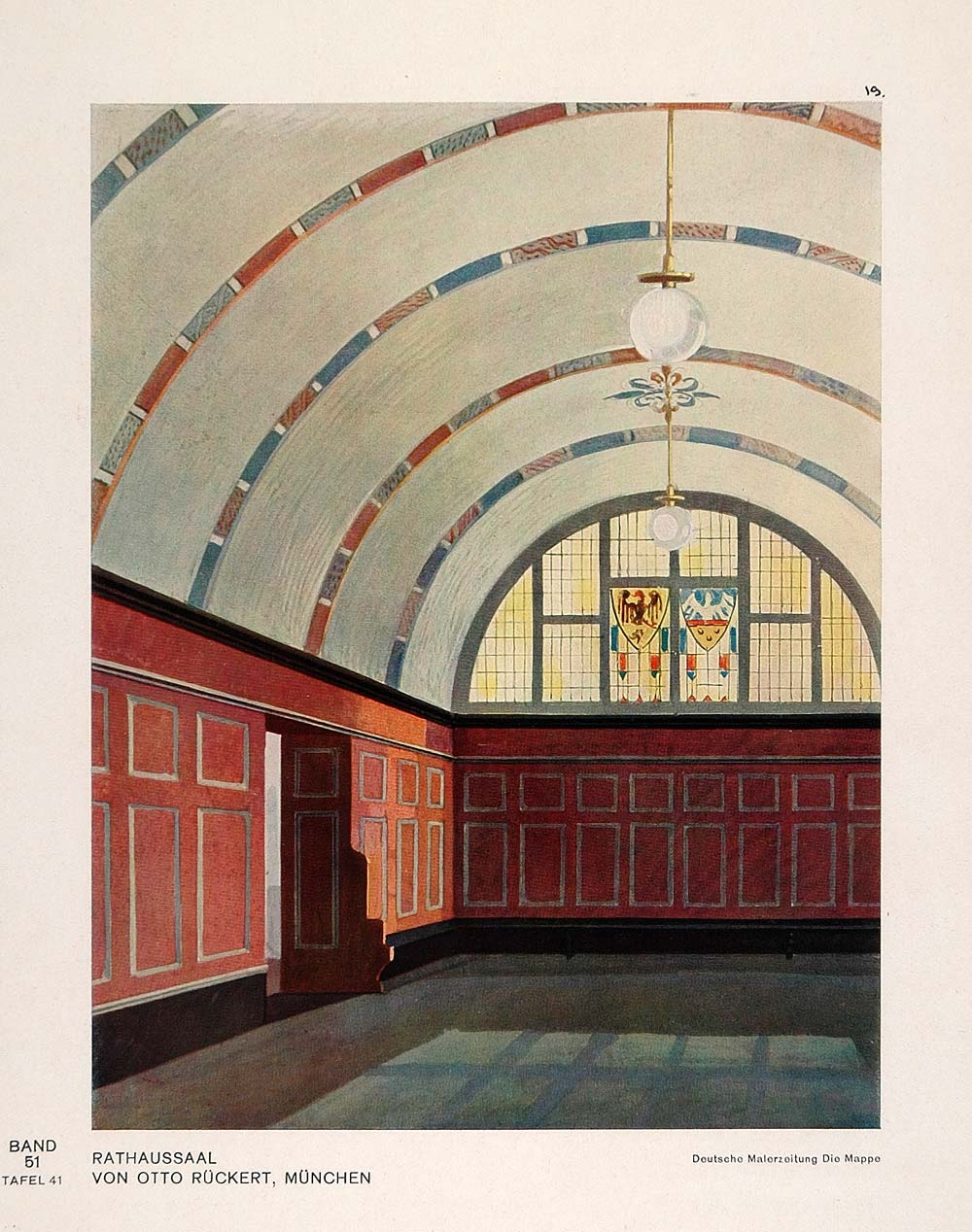 1931 Art Deco Interior Design Rathaus City Hall Print - ORIGINAL DMA1
