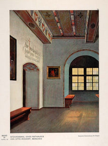 1931 Art Deco Design Rathaus Meeting Room Hall Print - ORIGINAL DMA1