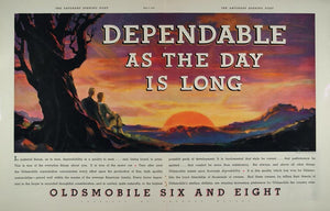 1932 Double Page Ad Oldsmobile Olds Auto Sunset NICE - ORIGINAL ADVERTISING DP1