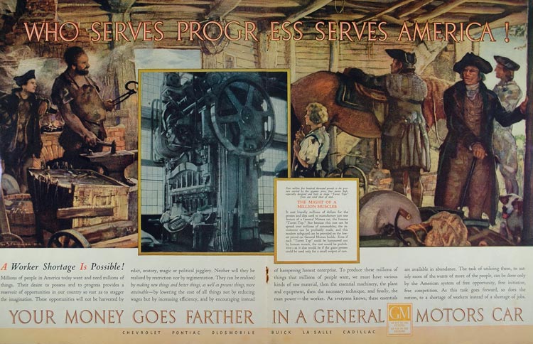 1936 Ad GM Cars Turret Top Factory Blacksmith Anvil - ORIGINAL ADVERTISING DP1
