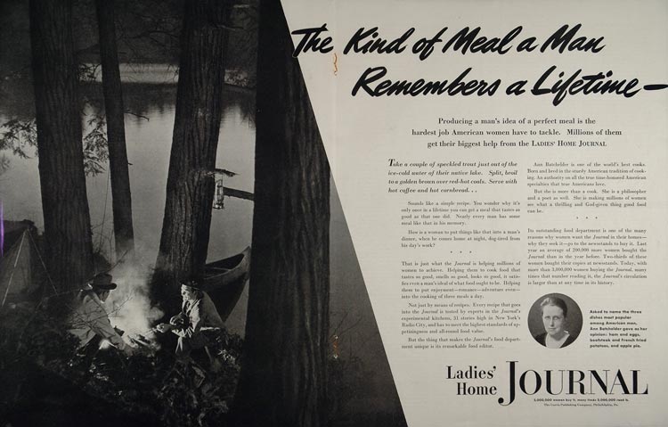 1938 Ad Ladies Home Journal Men Campfire Ann Batchelder - ORIGINAL DP1