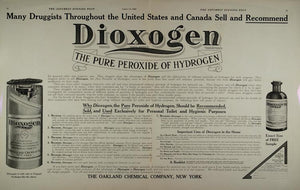 1909 Double Page Ad Dioxogen Peroxide Hydrogen Oakland - ORIGINAL DP1