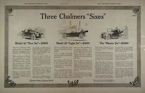 1915 Double Page Ad Chalmers Six Model 32 26 Master Car - ORIGINAL DP1