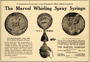 1920 Ad Marvel Whirling Spray Syringe Vaginal Douche Gold Medal 25 W 4 St DRC1