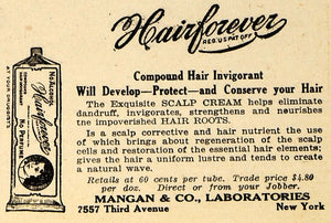 1920 Ad Mangan Hairforever Hair Scalp Cream Dandruff 7557 Third Ave NY Root DRC1