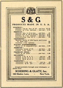 1920 Ad Schering Glatz Atophan Medical Anusol Probilin 150 Maiden Ln NY DRC1