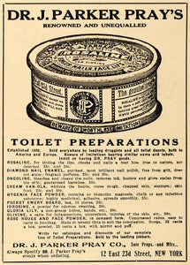 1921 Ad Dr. J. Parker Pray Cosmetic Toiletries Blush Powder 12 East 23rd St DRC1