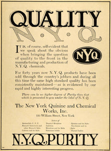 1920 Ad Quality New York Quinine Chemical Morphine Codeine 135 William DRC1