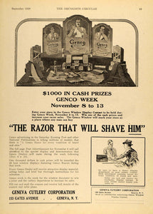 1920 Ad Geneva Cutlery Genco Men's Razors Display Prize - ORIGINAL DRC1