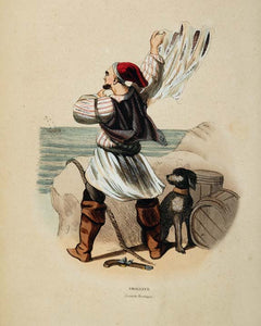 1844 Print Costume English Smuggler Pistol Boots Dog - ORIGINAL ECOST
