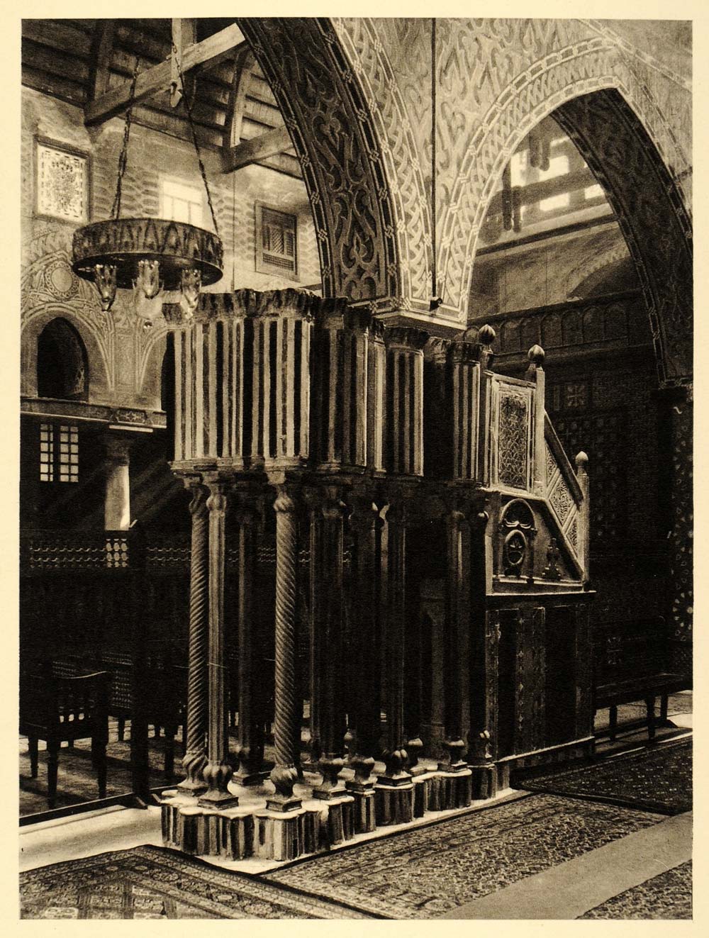 1929 Cairo Al-Muallaka Coptic Church Pulpit Interior - ORIGINAL PHOTOGRAVURE EG1