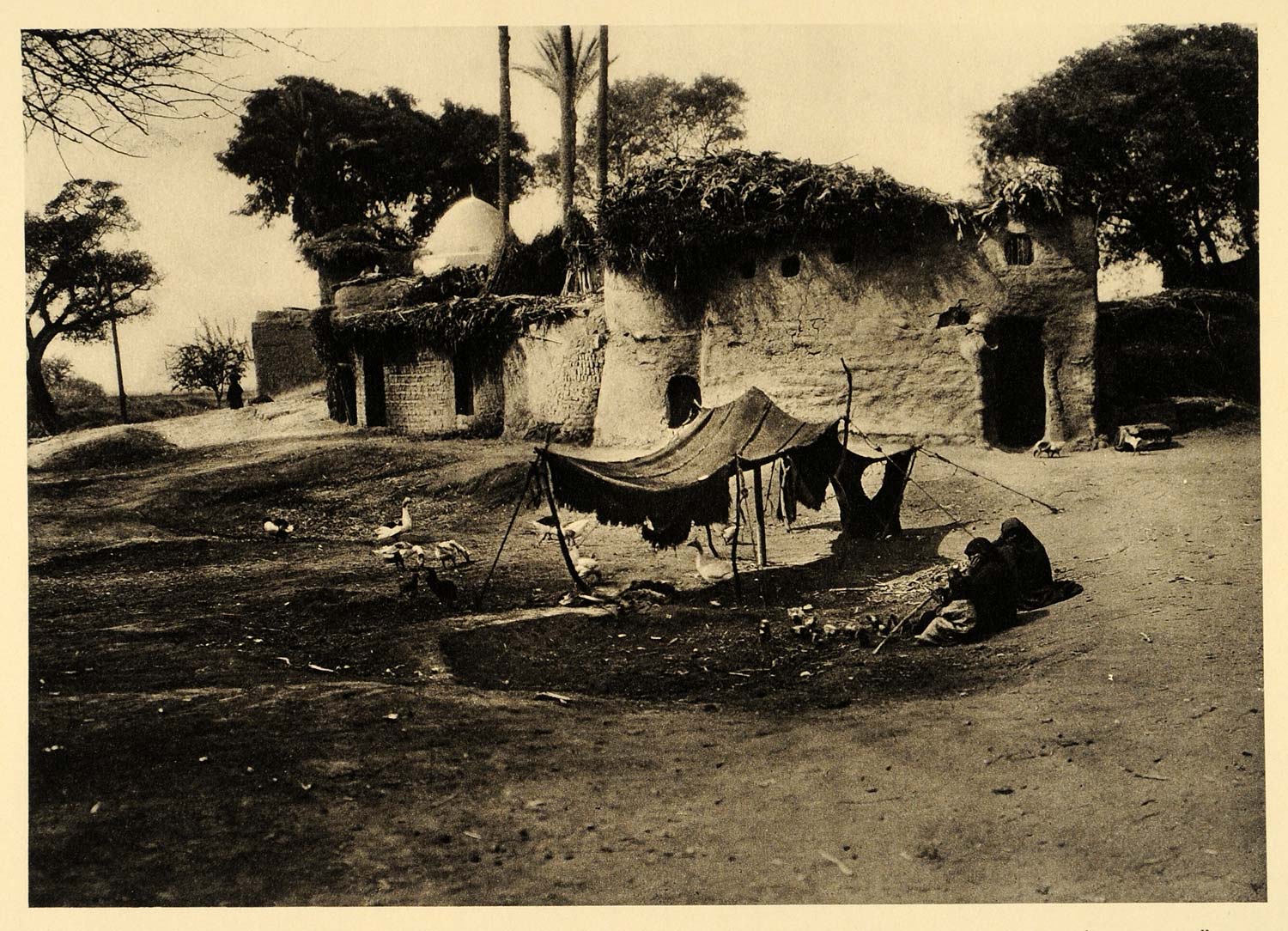 1929 Egypt Egyptian Village Tent Hut Lehnert & Landrock - ORIGINAL EG1