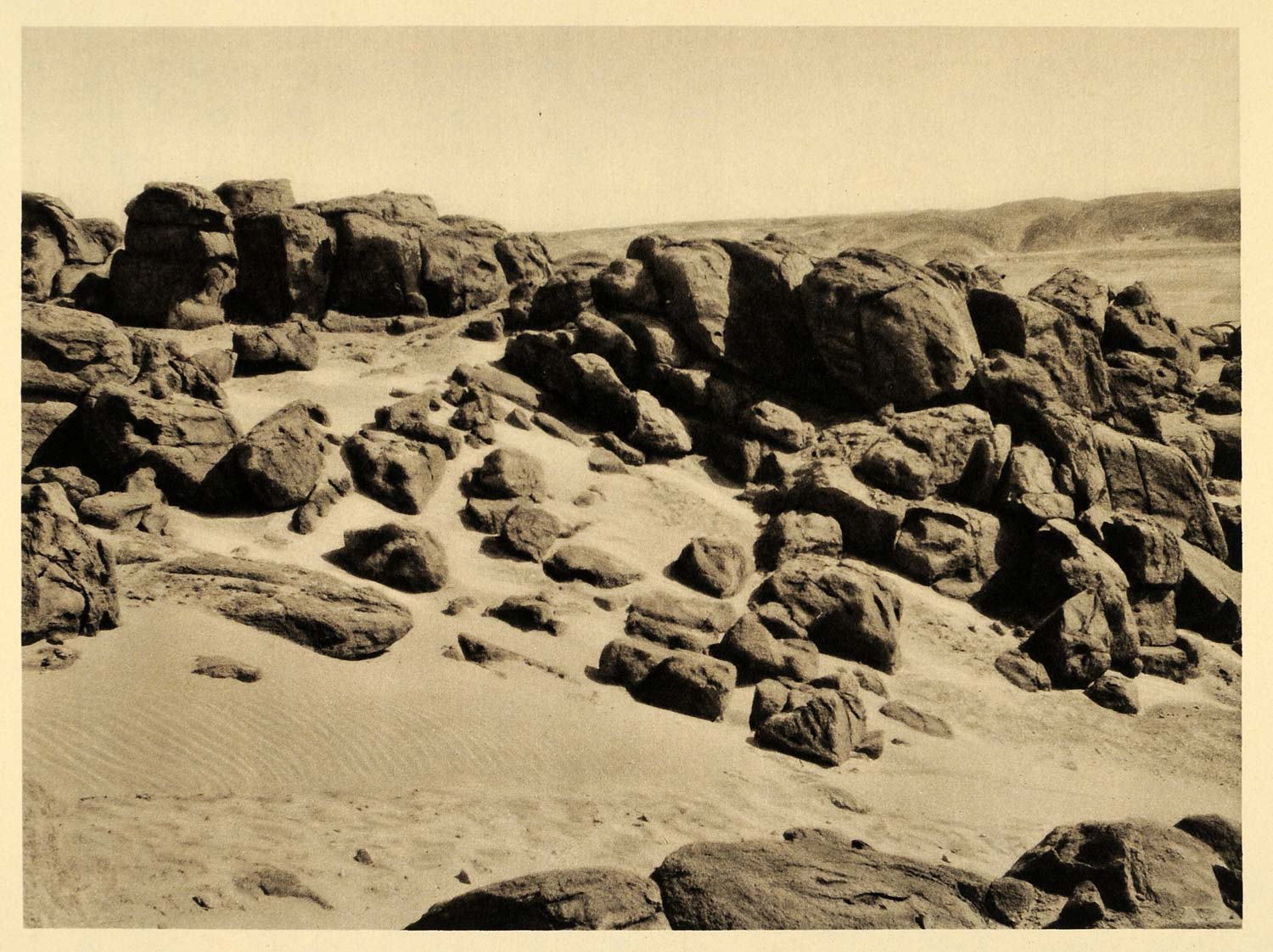 1929 Egypt Photogravure Granite Desert Quarry Ricke - ORIGINAL PHOTOGRAVURE EG1