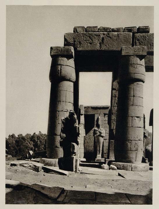1929 Columns Ramesseum Pharaoh Ramses II Thebes Egypt - ORIGINAL EGYPT