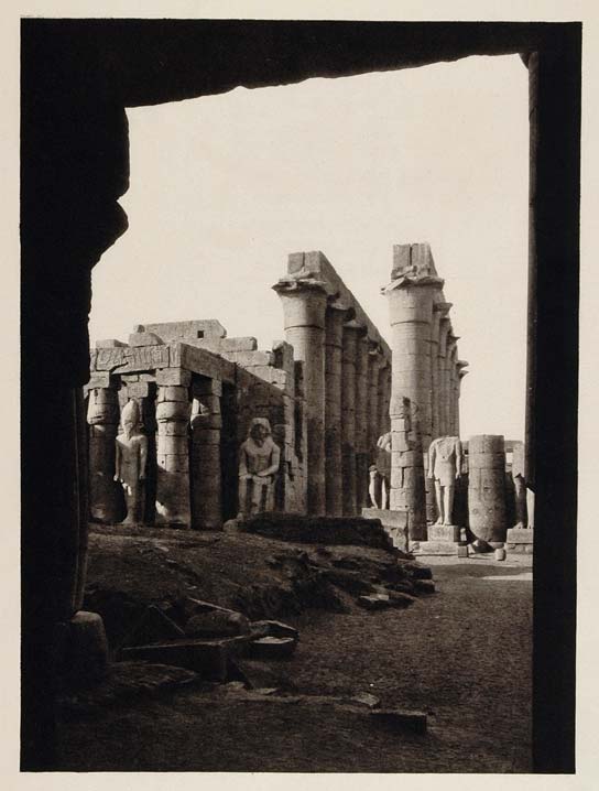 1929 Courtyard Ramses II Columns Statues Luxor Egypt - ORIGINAL EGYPT