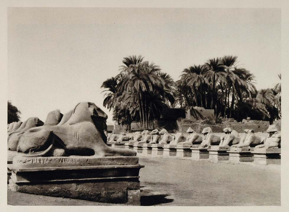 1929 Karnak Avenue Rams Widderstrasse Temple Egypt - ORIGINAL PHOTOGRAVURE EGYPT