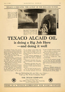 1928 Ad Texas Co. Alcaid Oil Lubricant Holland Tunnel - ORIGINAL ELC1