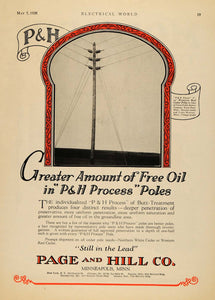 1928 Ad Page & Hill Co. P & H Process Electrical Poles - ORIGINAL ELC1