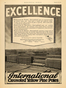 1928 Ad International Creosoting & Construction Poles - ORIGINAL ELC1