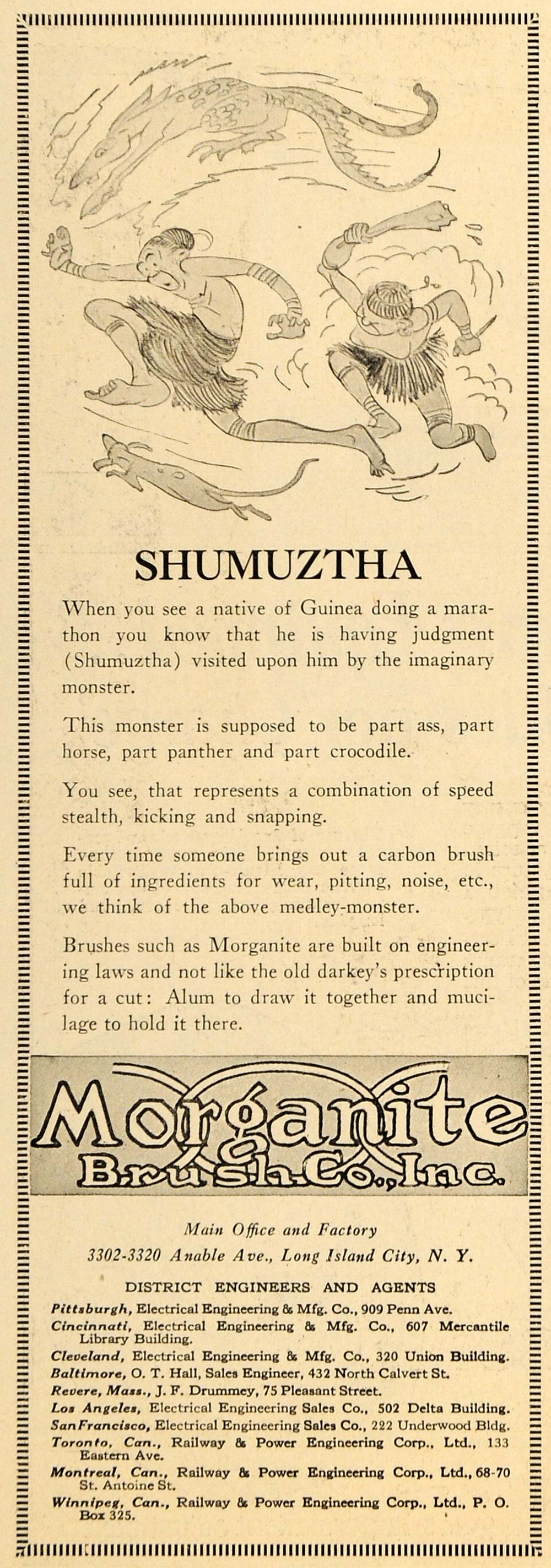 1928 Ad Morganite Brush Co. Shumuztha Guinea Native - ORIGINAL ADVERTISING ELC1