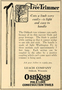 1928 Ad Leach Co. Oshkosh Pole Line Construction Tools - ORIGINAL ELC1