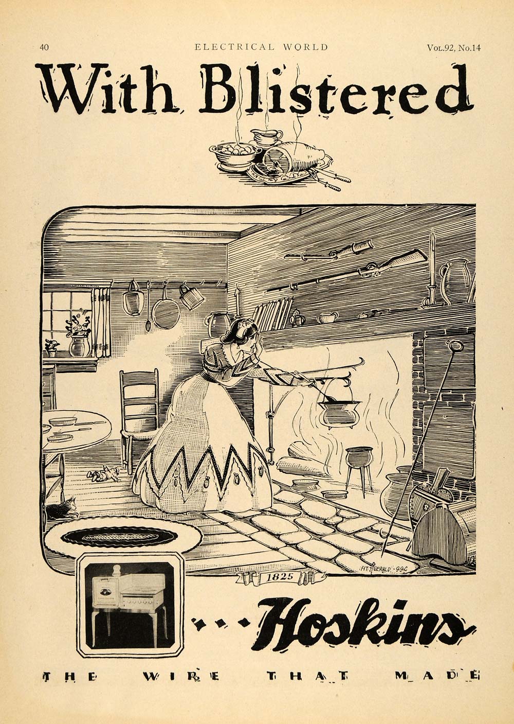 1928 Ad Hoskins Manufacturing Co. Hotpoint Fireplace - ORIGINAL ADVERTISING ELC1