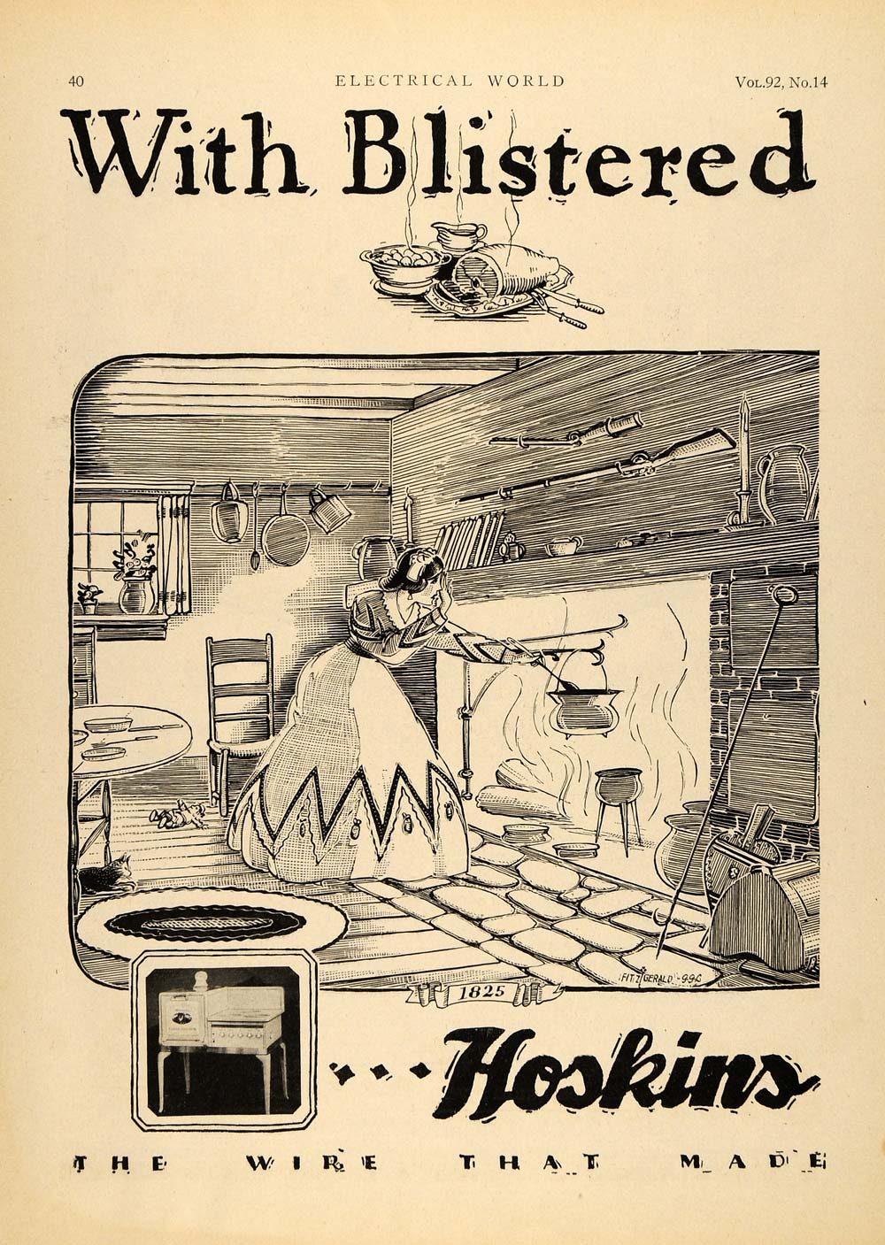 1928 Ad Hoskins Manufacturing Co. Hotpoint Fireplace ORIGINAL ADVERT