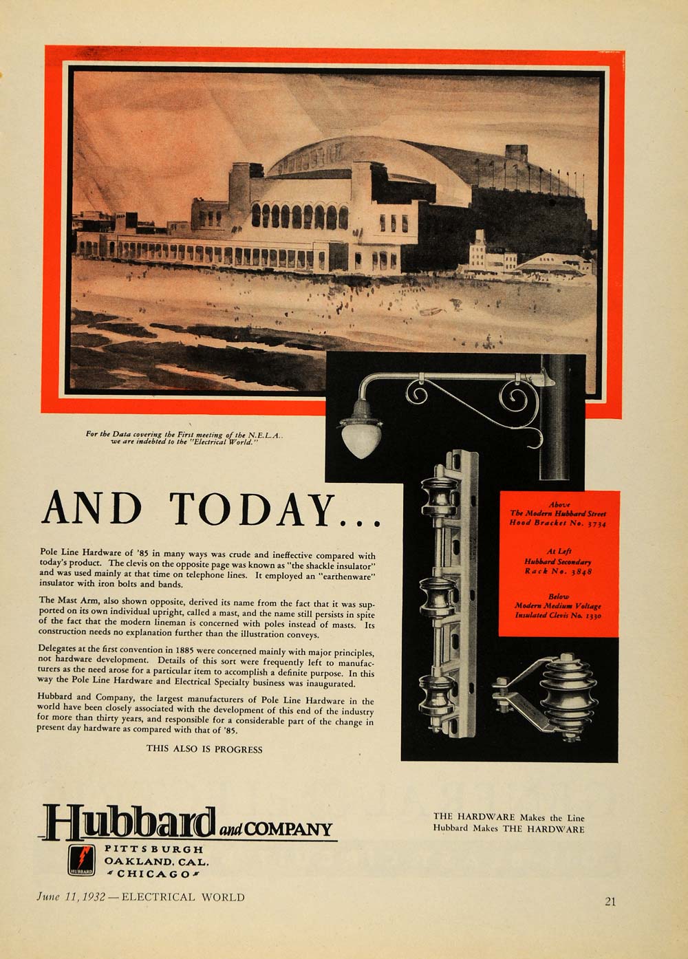 1932 Ad Hubbard & Co. Pole Line Pacific Hotel Chicago - ORIGINAL ELC1