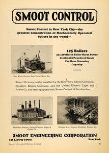 1930 Ad Smoot Engineering Corp Boilers NY Edison Co. - ORIGINAL ADVERTISING ELC1