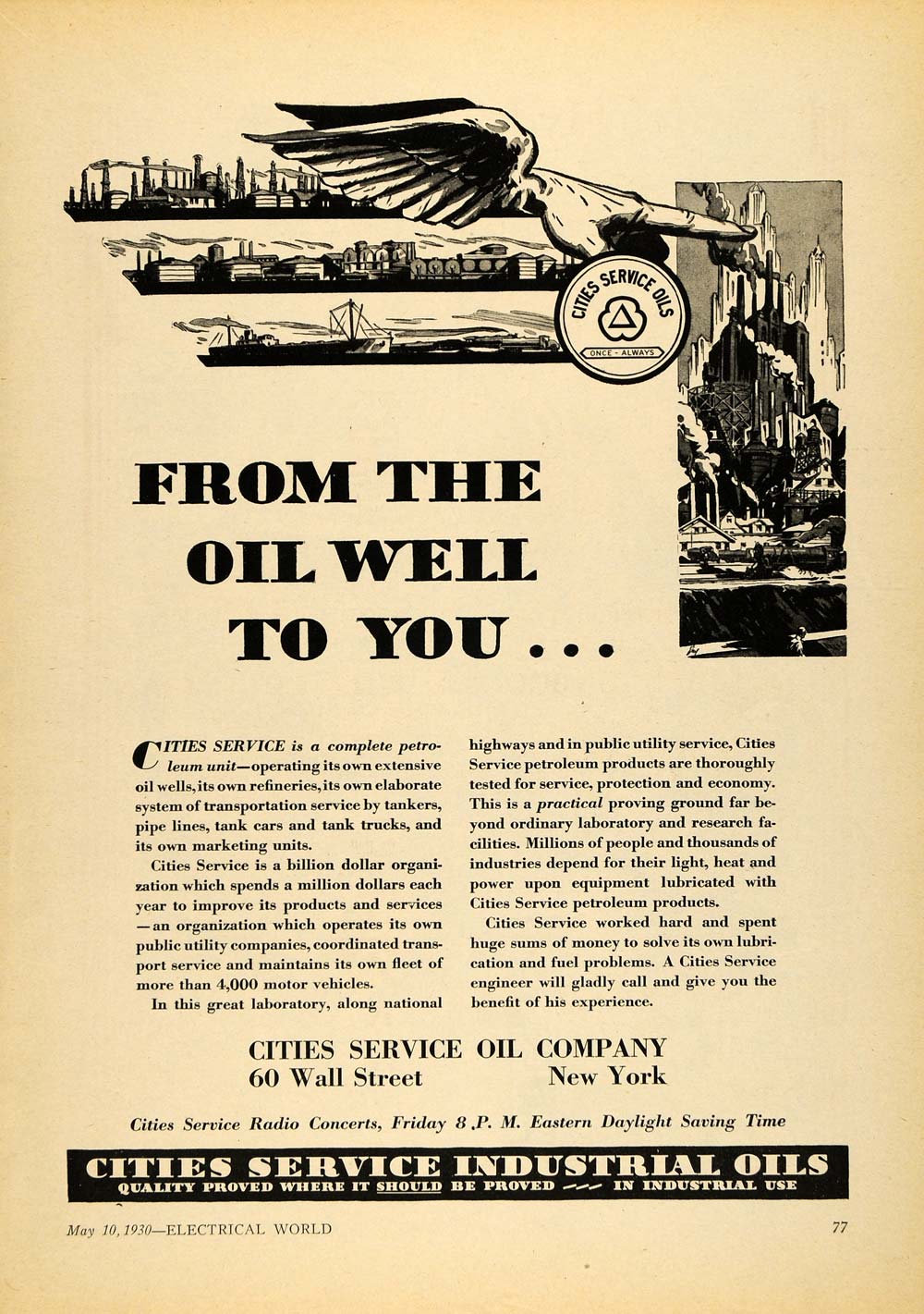 1930 Ad Cities Service Oil Company Petroleum Products - ORIGINAL ELC1
