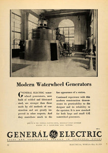 1930 Ad General Electric Co. Waterwheel Generators - ORIGINAL ADVERTISING ELC1