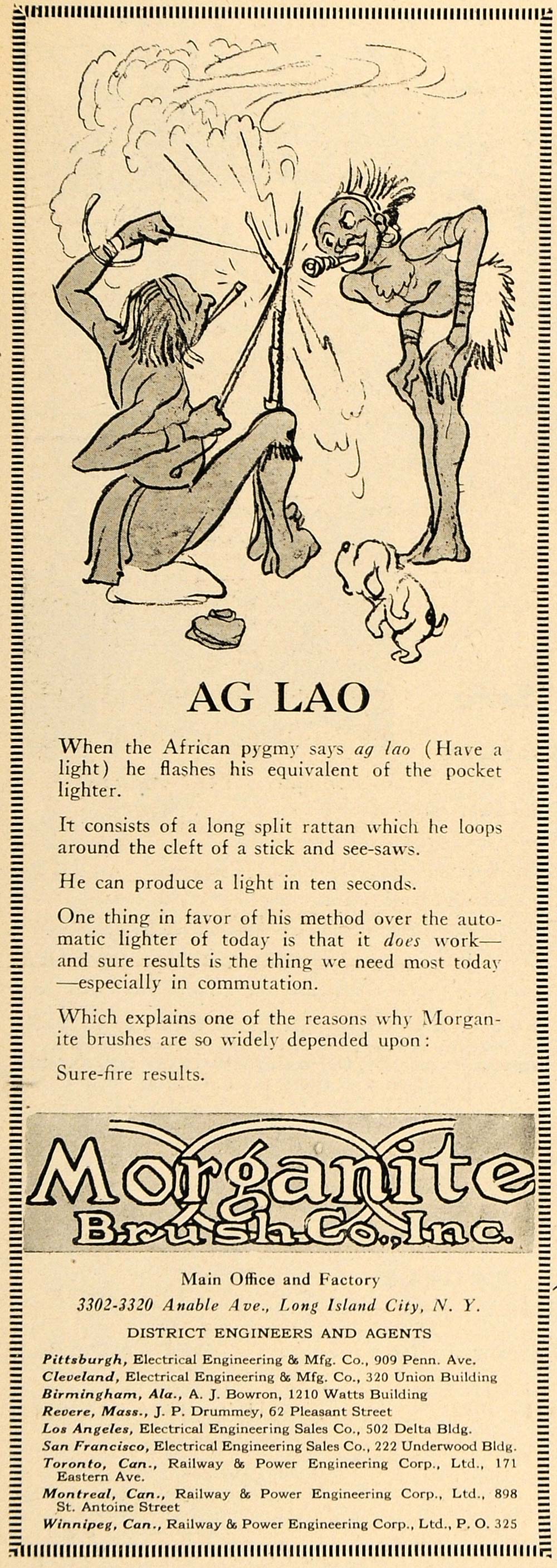 1930 Ad Morganite Brush Co. Carbon Ag Lao African Pygmy - ORIGINAL ELC1