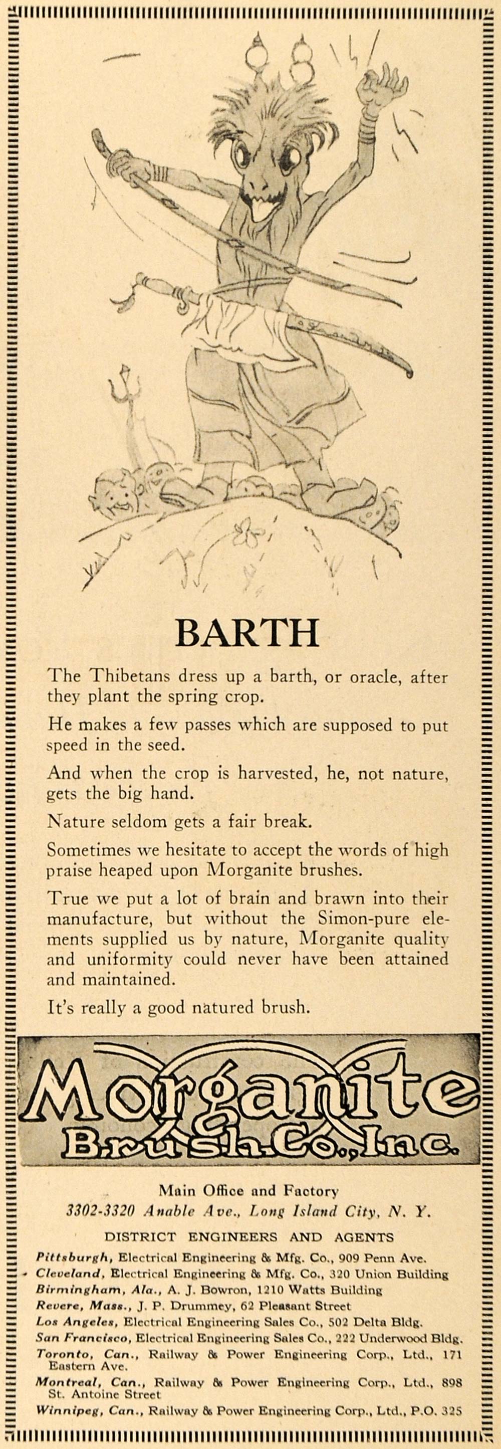 1930 Ad Morganite Brush Co. Carbon Barth Thibetans - ORIGINAL ADVERTISING ELC1