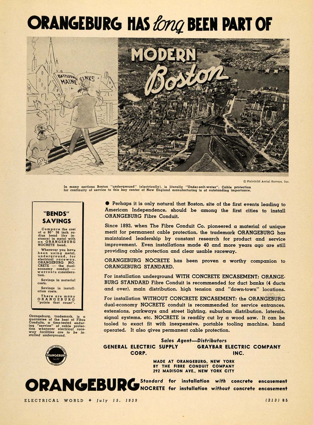 1939 Ad Orangeburg Concrete Encasement Boston City - ORIGINAL ADVERTISING ELC1