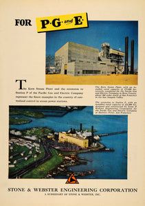 1950 Ad Stone & Webster Engineering Kern Steam Plant - ORIGINAL ADVERTISING ELC1