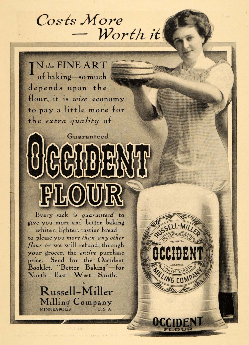 1911 Ad Fine Art Baking Occident Flour Russell Miller - ORIGINAL ADVERTISING EM1