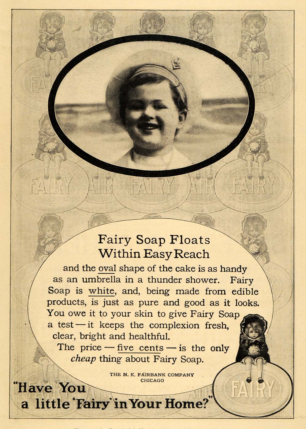 1911 Ad Nathaniel Fairbank Fairy Soap Procter Gamble - ORIGINAL ADVERTISING EM1