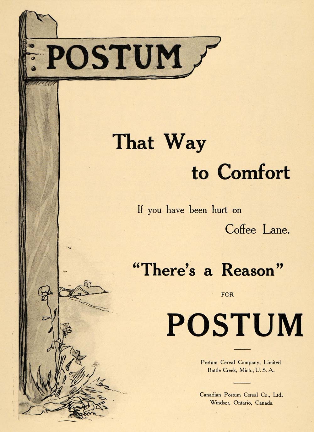1911 Ad Coffee Alternative Postum Cereal Post Drink - ORIGINAL ADVERTISING EM1