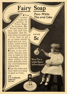 1913 Ad White Oval Cake Fairy Soap N K Fairbank Procter - ORIGINAL EM1