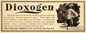 1911 Ad Dioxogen Sore Throat Oakland Chemical Company - ORIGINAL ADVERTISING EM1