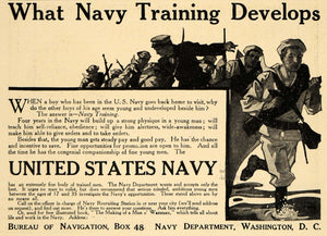 1911 Ad United States Navy Department Recruits Training - ORIGINAL EM1