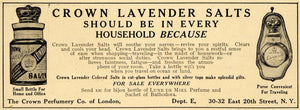 1911 Ad Crown Perfumery Company Lavender Salts Fatigue - ORIGINAL EM1