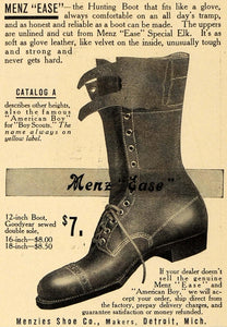 1911 Ad Menz Ease Hunting Boot Elk Leather Menzies Shoe - ORIGINAL EM1